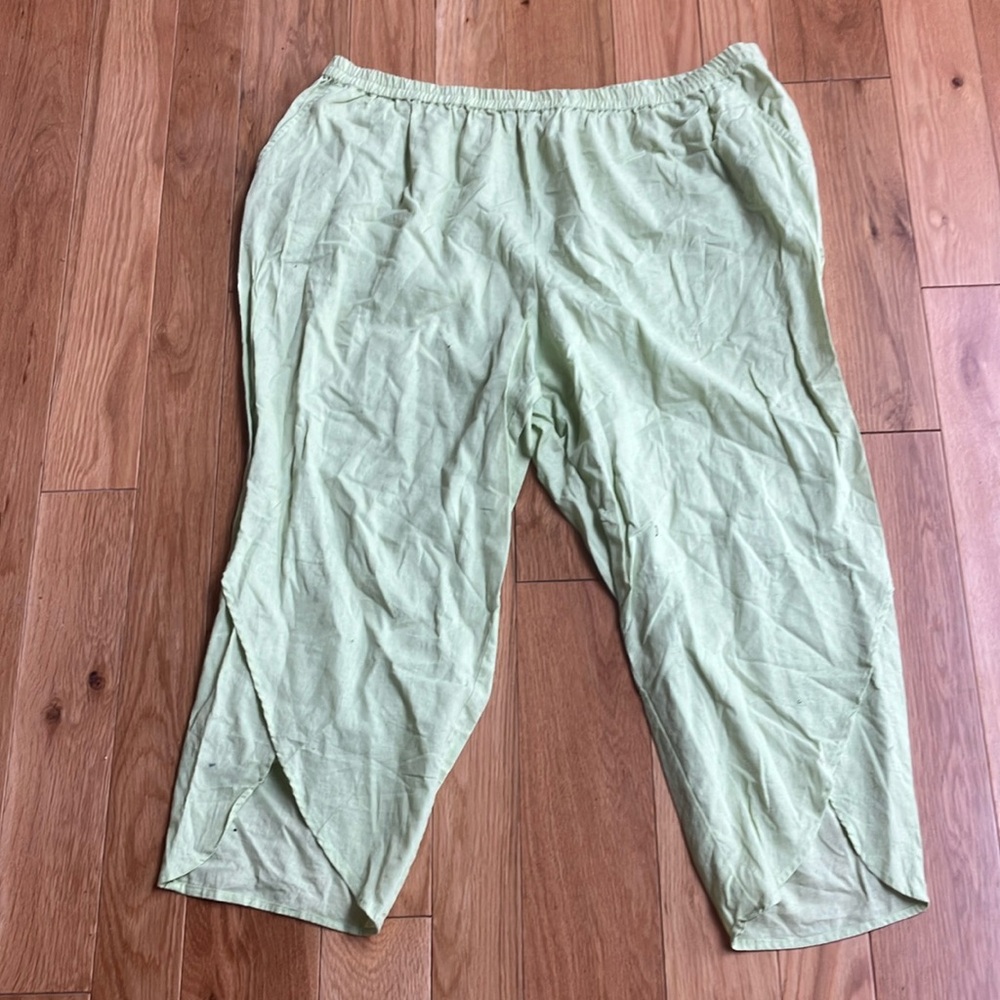 Ulla Popken Light Green Linen/Cotton Pants 24/26